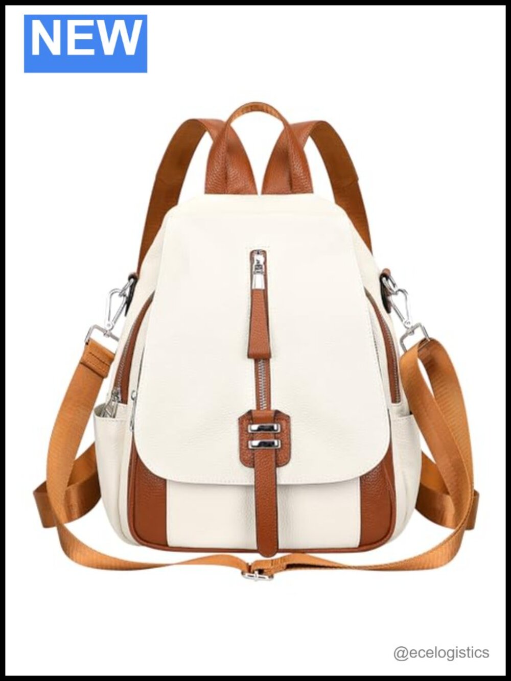 Genuine Leather Women's Backpack Purse with Buckle Flap Convertible
